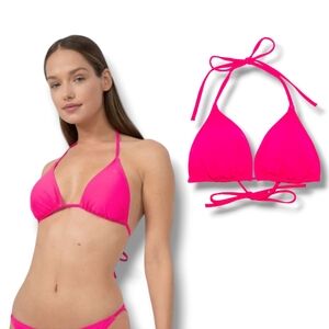 Women's Pink Classic Halter Triangle Bikini Bra Top